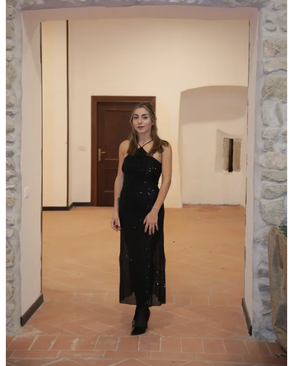 Abito Lungo Elegante Effetto Luminoso