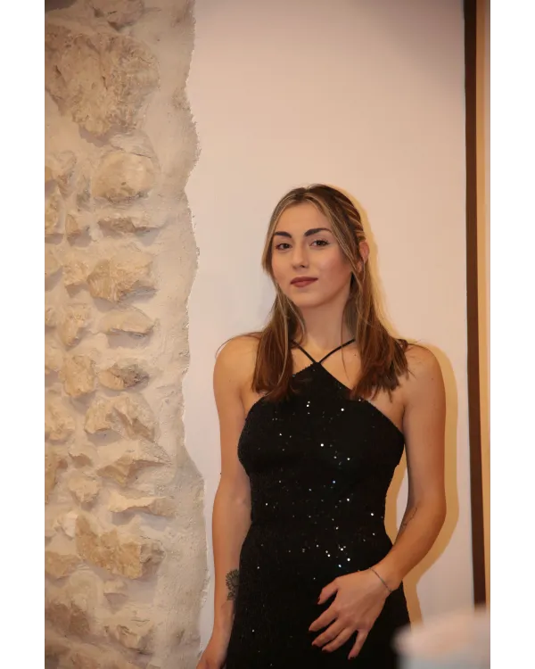 Abito Lungo Elegante Effetto Luminoso