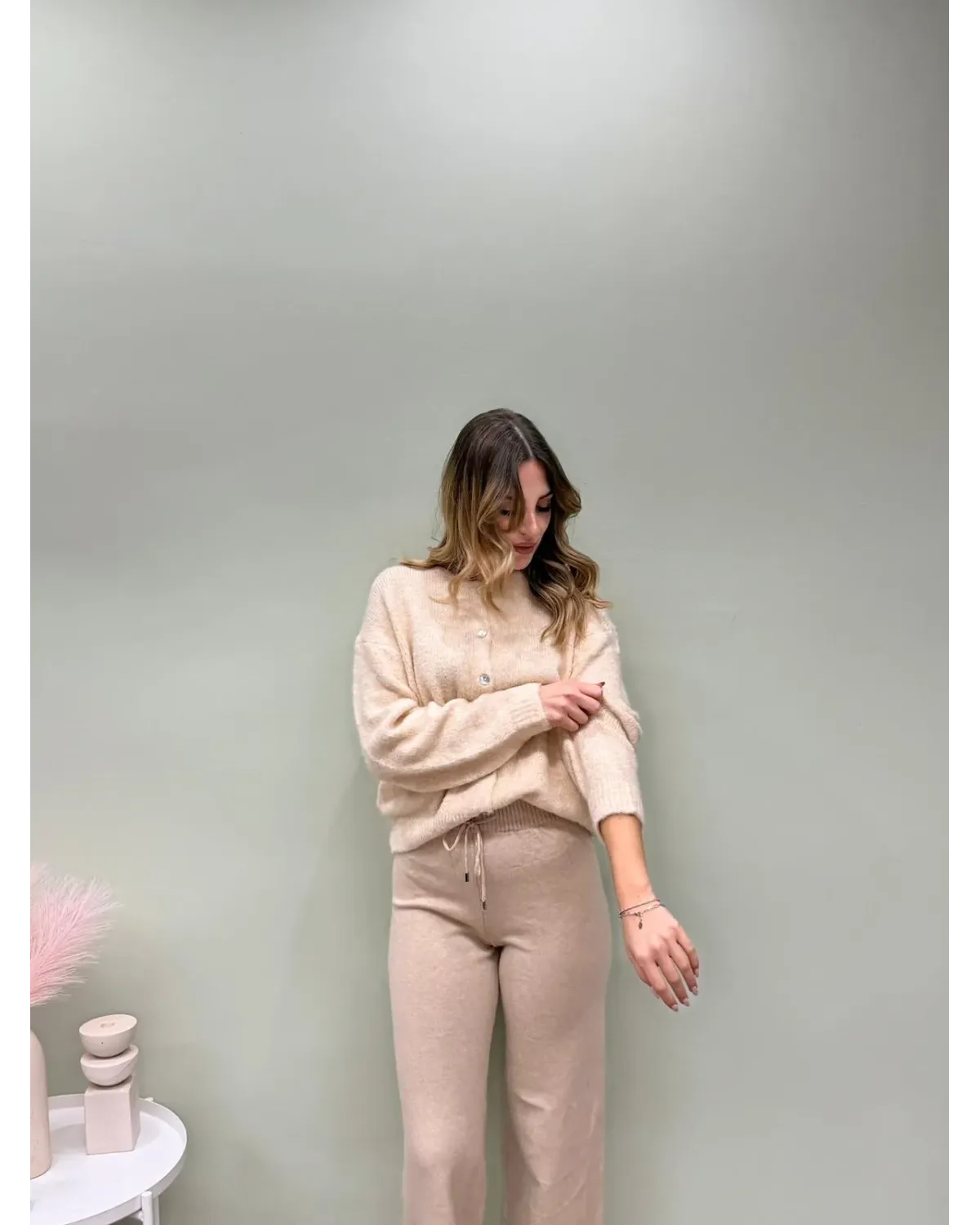 Cardigan Beige Donna in Maglia | AP17