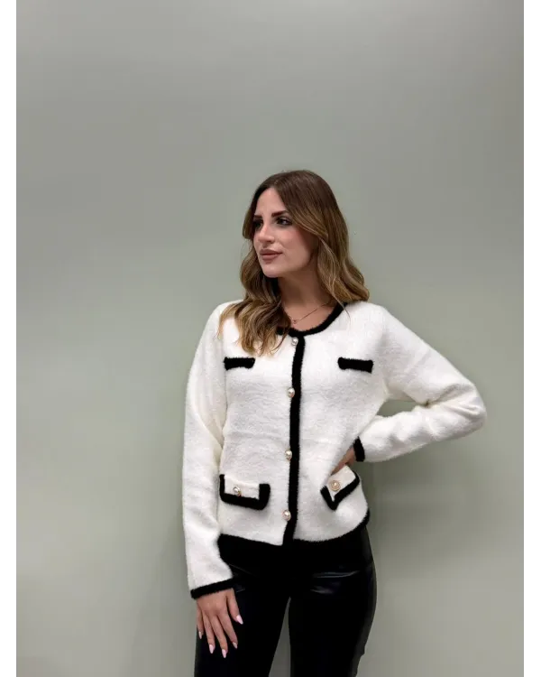 Golfino Nero Donna con Profili Bianchi | AP17