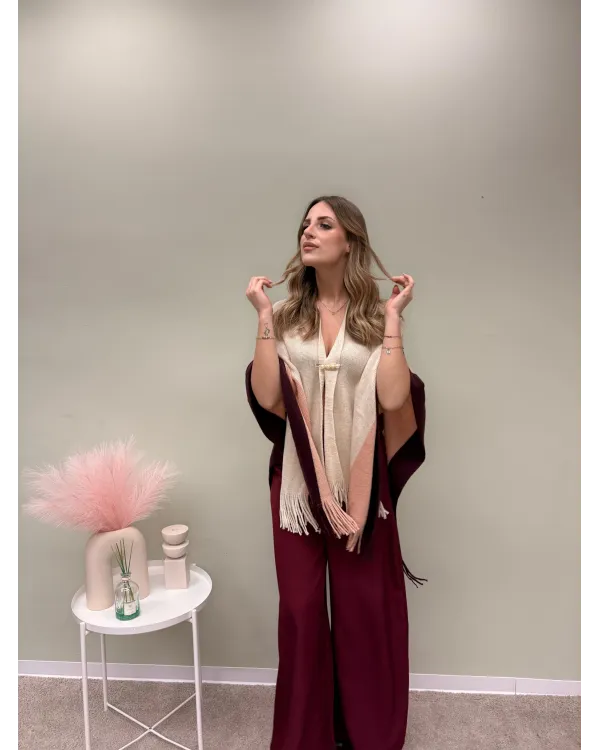 Mantella / scialle sfumato con frange