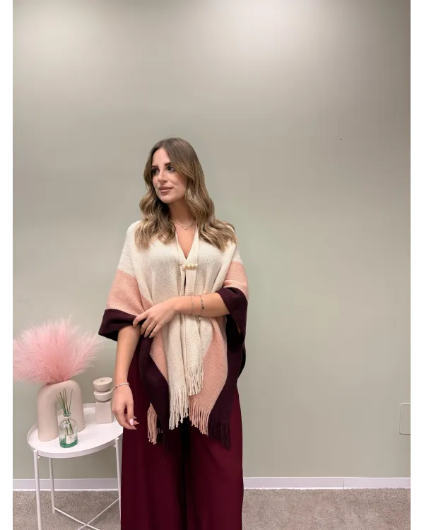 Mantella / scialle sfumato con frange