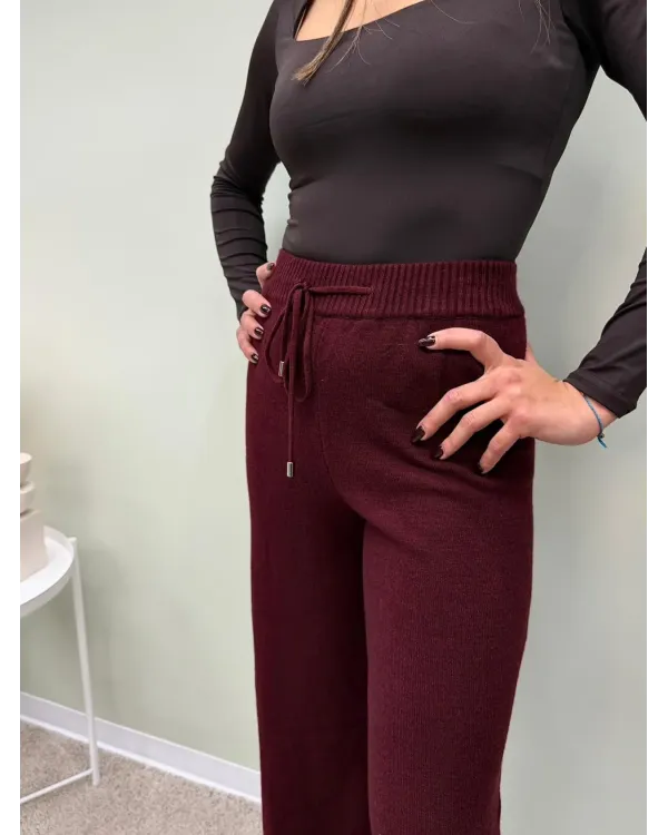 Pantalone Palazzo Beige in Maglia con Coulisse Donna | AP17