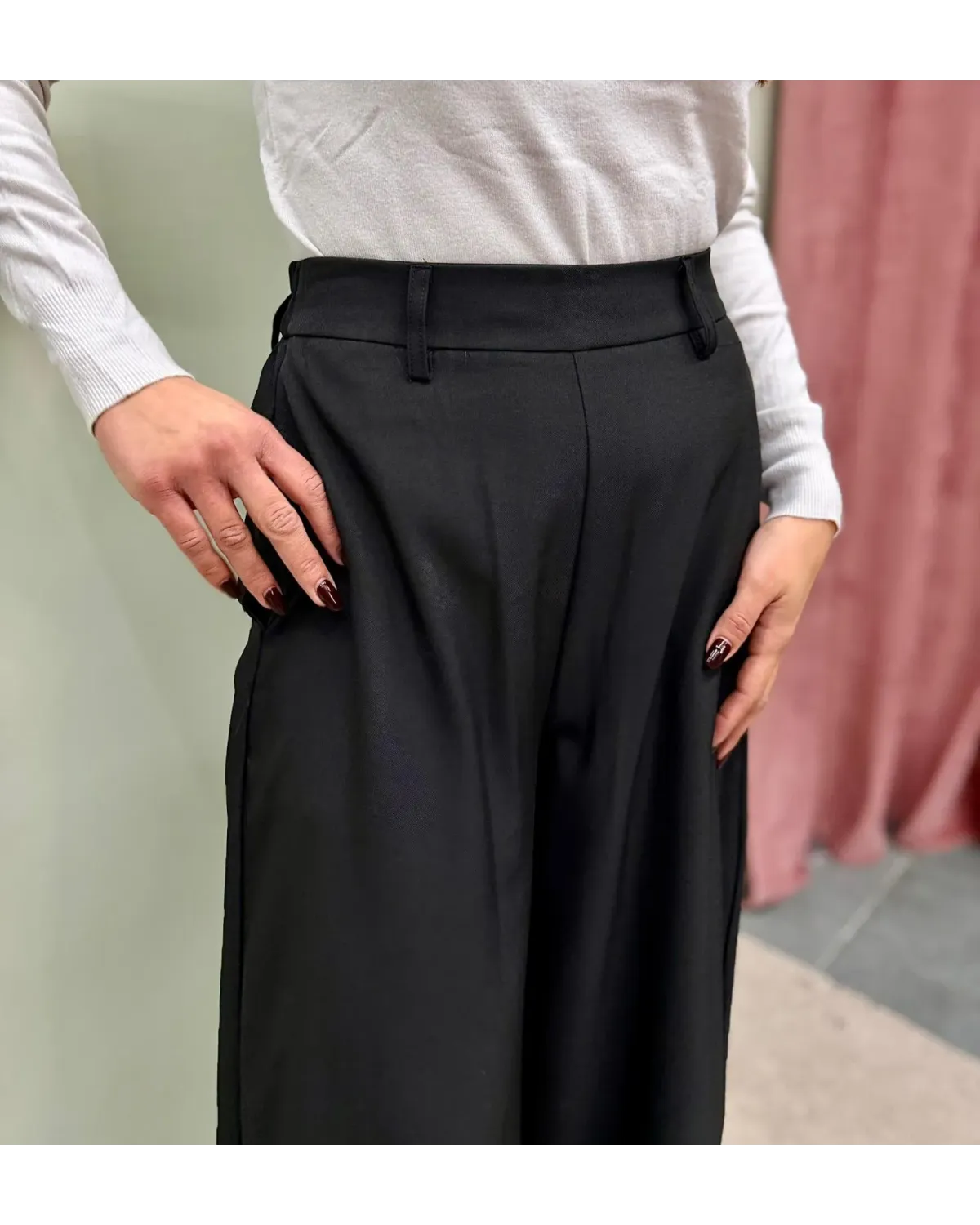 Pantalone Palazzo Marrone Donna a Vita Alta | AP17