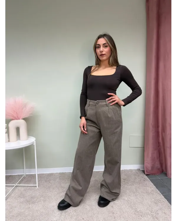 Pantalone Spigato Wide Leg Donna AP17 | Elegante a Gamba Larga