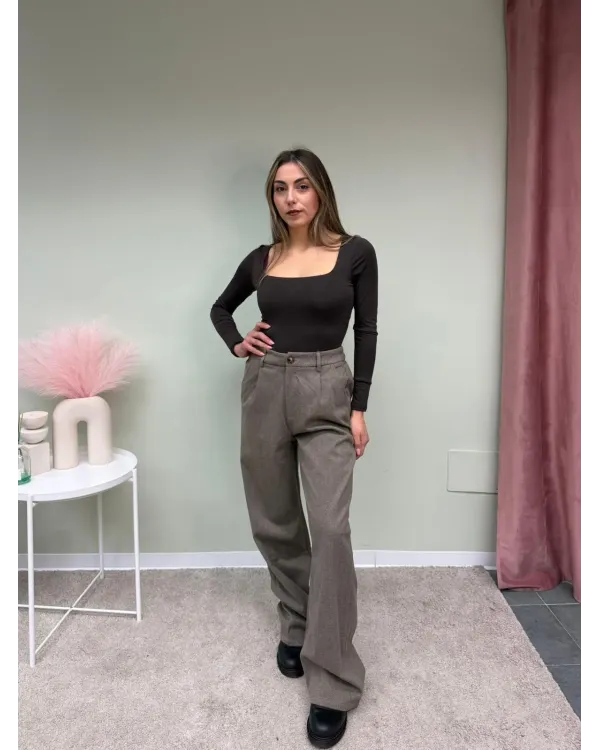 Pantalone Spigato Wide Leg Donna AP17 | Elegante a Gamba Larga